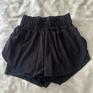 Black Ruffled Running Shorts with an added layer underneath
